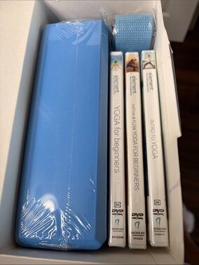 Element Blue Yoga Block and Strap Kit with Beginner DVDs